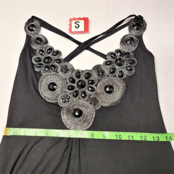 Black Sequined Glitter Applique Blouse Top  Size S   Size M -  NWT - Picture 9 of 11